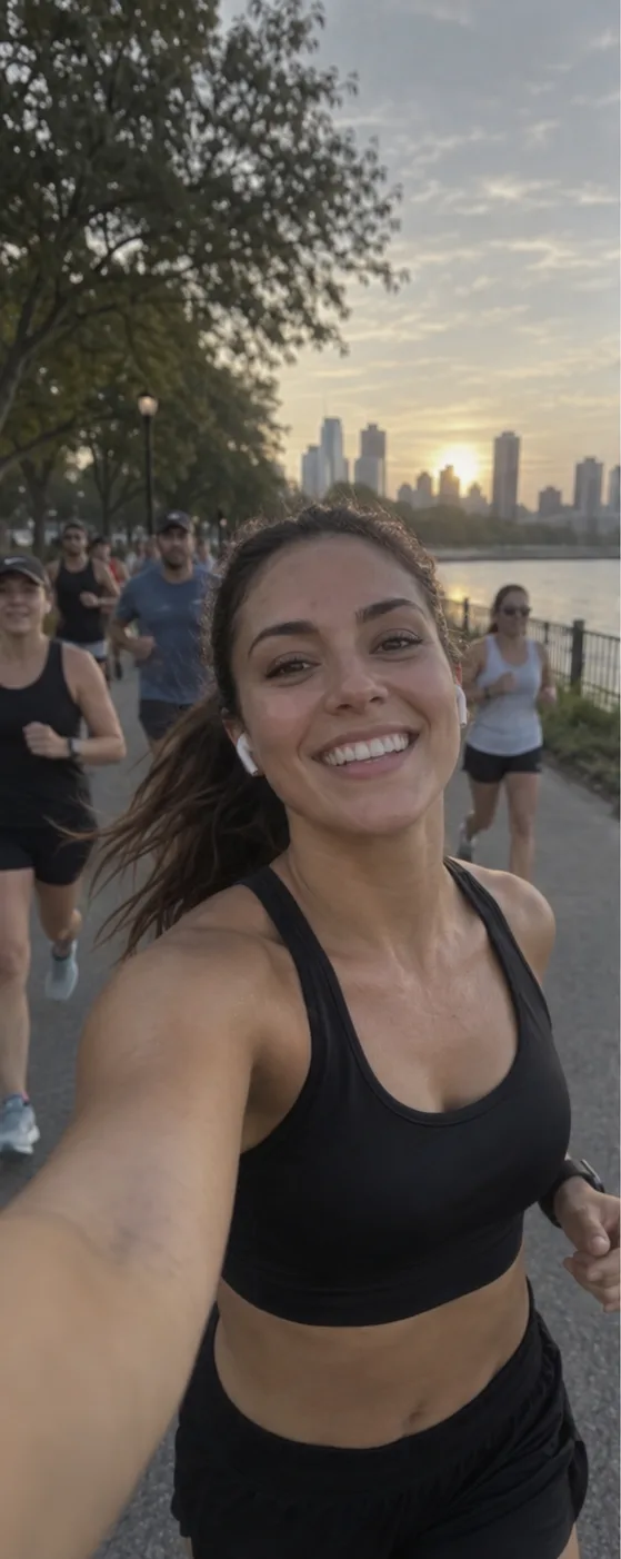 Foto de corrida ao entardecer antes do tratamento