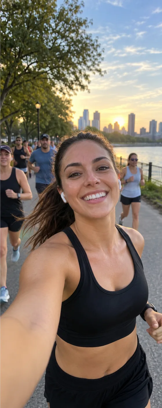 A mesma foto de corrida com luz, céu e definição tratados